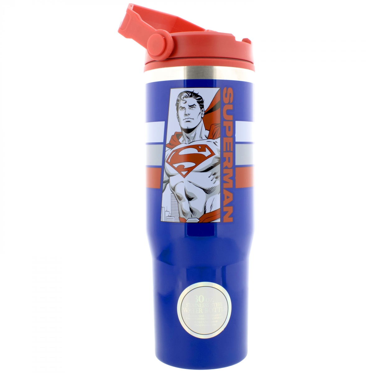 Picture of Superman 893563 30 oz Striped Panel Stainless Steel Water Bottle