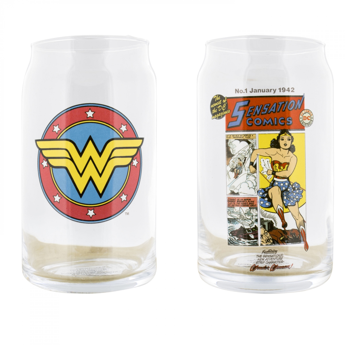 Picture of Wonder Woman 893567 Comic Art & Logo Glass Set - Pack of 2
