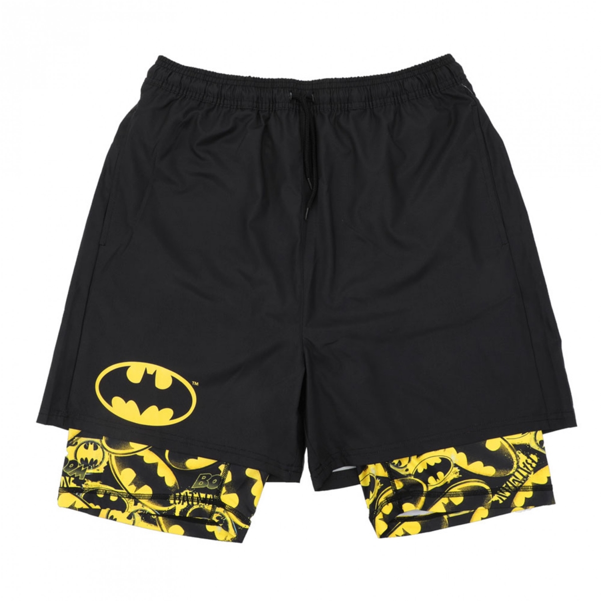 898175-small-28- Active Shorts with Printed Liner, Black & Yellow - Small - 28-30