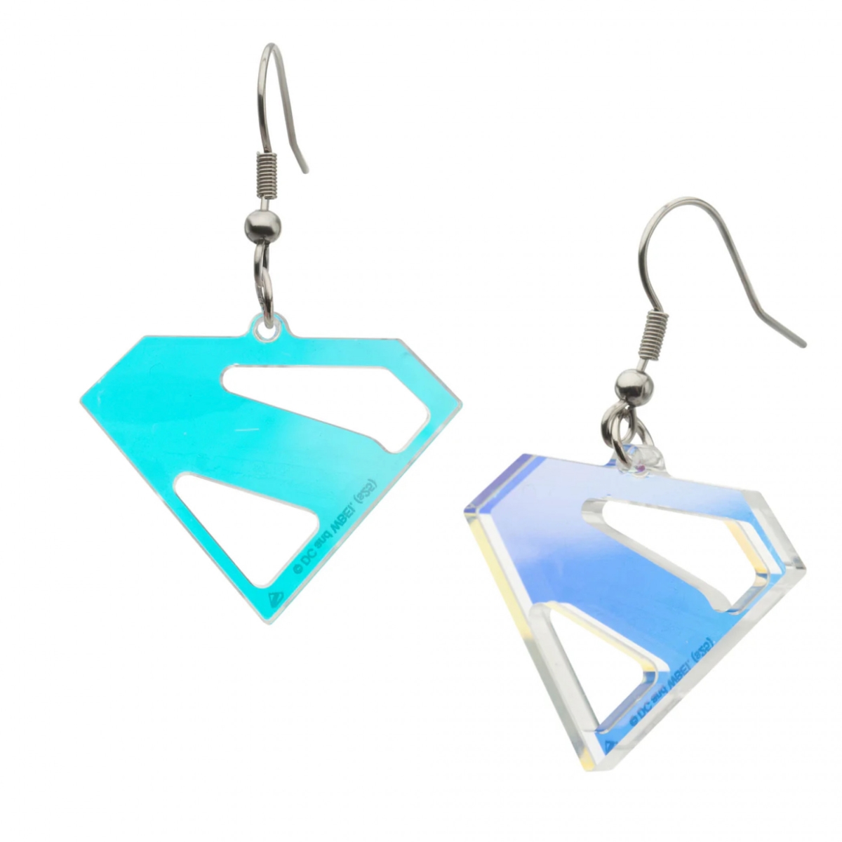899389 Iridescent Transparent Shield Dangle Earrings