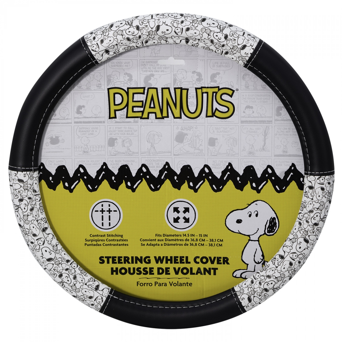TEMU Snoopy Steering Wheel Cover, Universal Fit Steering Wheel Protector, Non Car Interior Accessory, Snoopy Character Auto Wheel Cover