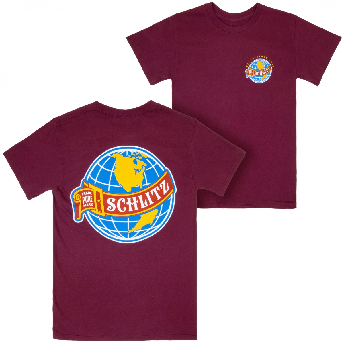 897118-2xlarge World Logo Red Front & Back Print T-Shirt - Red - 2XL