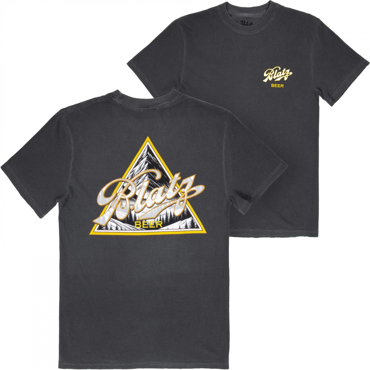 897161-xlarge Triangle Mountain Logo Black Front & Back Print T-Shirt - Extra Large