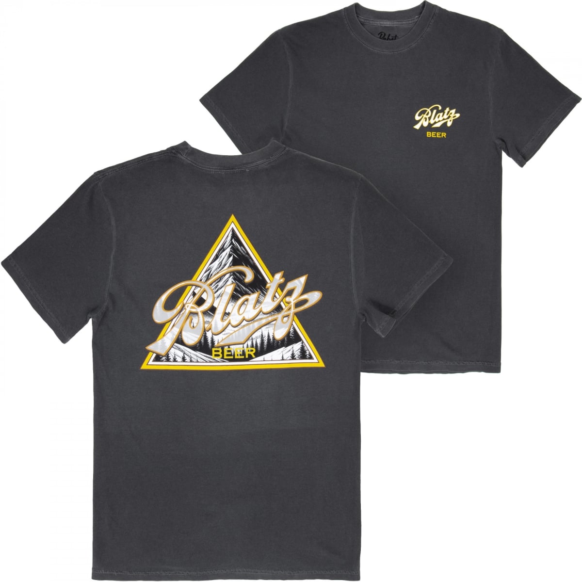 897161-3xlarge Triangle Mountain Logo Black Front & Back Print T-Shirt - 3XL