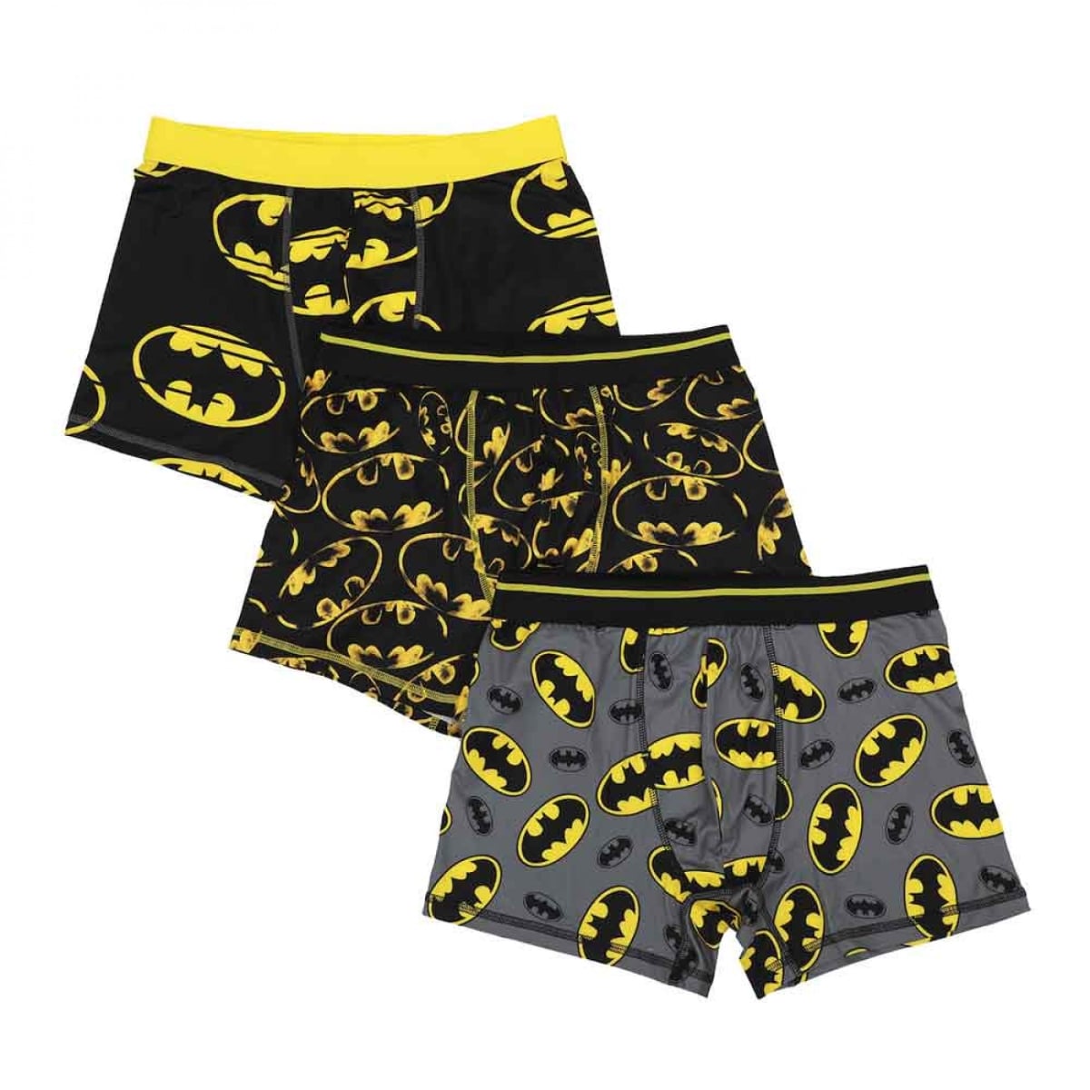 899972 Logo Collage Boxer Briefs - Black/Yellow - Extra Large - Pack of 3 - Soft Polyester