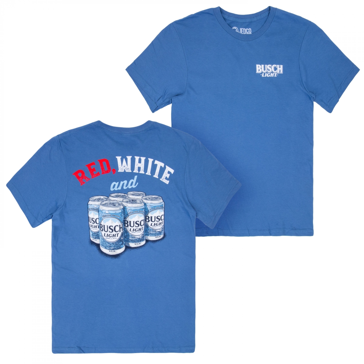 898283-small  Light Red, White &  Front & Back Print T-Shirt - Blue - Small