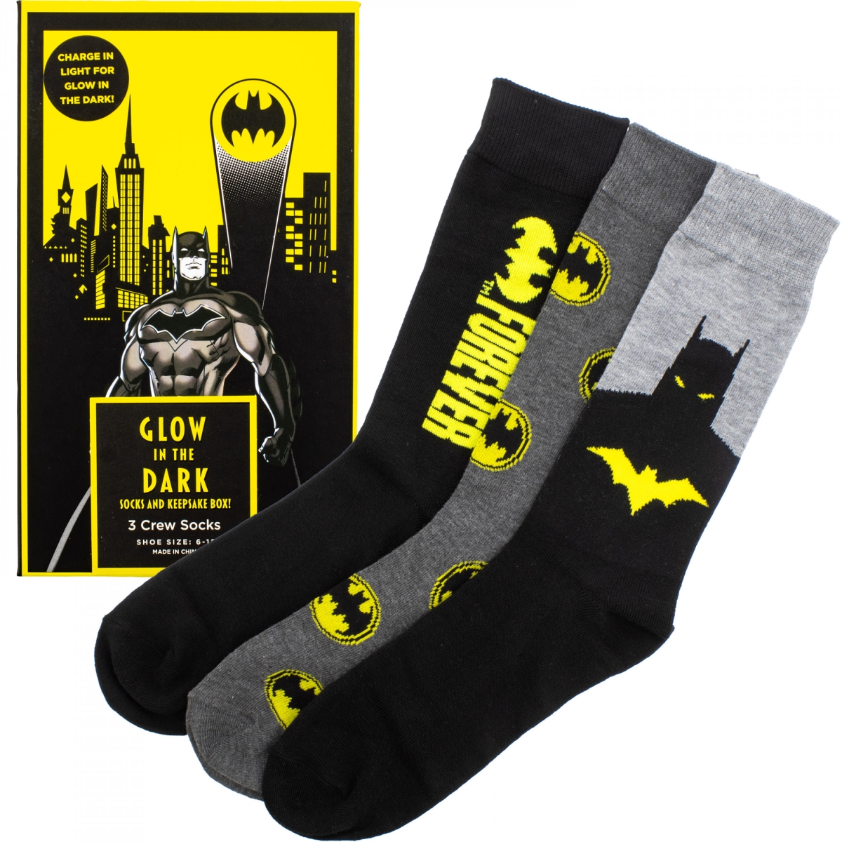 897946 3 Pair 85 Years Crew Socks in Glow in the Dark Box