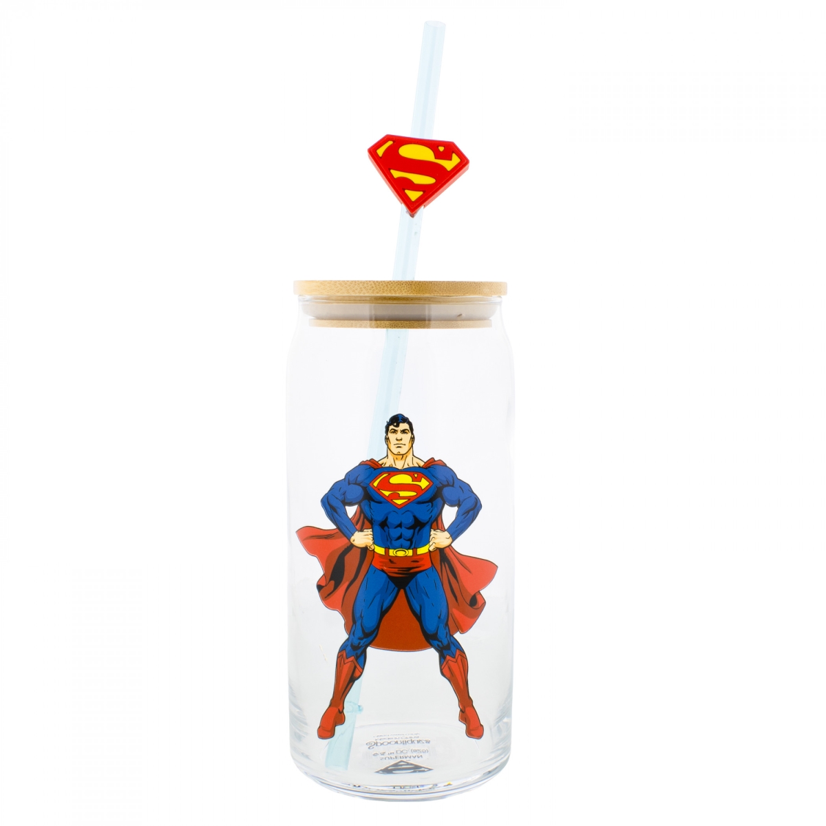 Picture of Superman 898719 20 oz Comic Pose Glass with Straw Charm