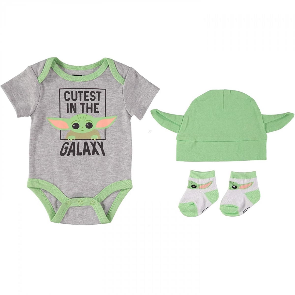 816133-0-6 Months The Mandalorian Grogu Bodysuit Set - 0-6 Months - 3 Piece