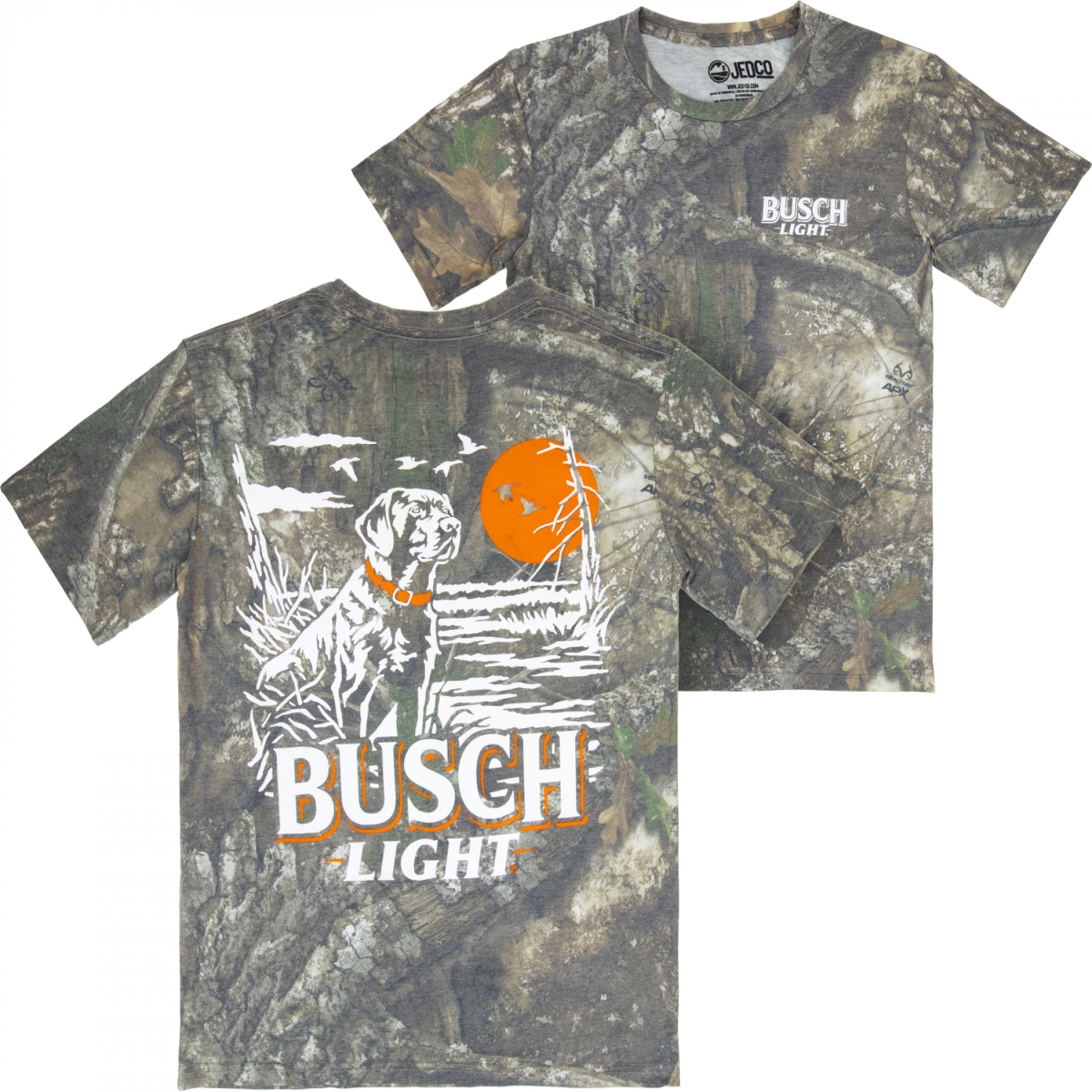 898367-medium Lab Duck Scene Washed Camo Front & Back Print Short Sleeve T-Shirt - Medium