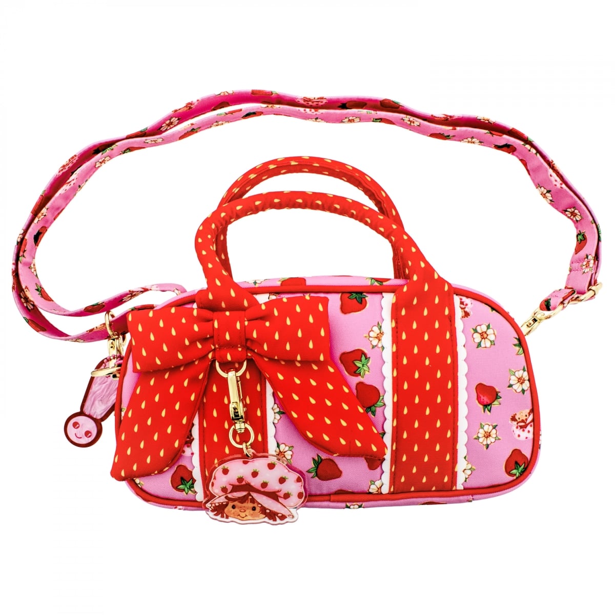 895677 Crossbody Bag with Charm & Bow, Pink & Red