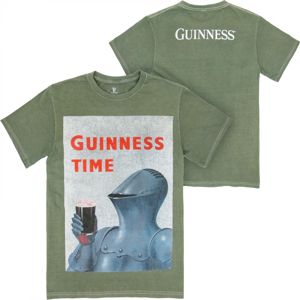 899407-medium Time Medieval Knight Front Back Print Mineral Wash Premium Short Sleeve T-Shirt - Medium