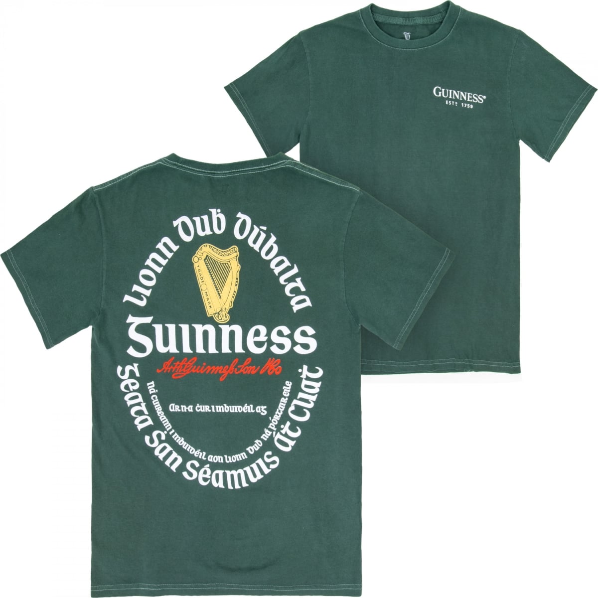 899400-medium Irish Label Front Back Print Mineral Wash Premium Short Sleeve T-Shirt - Medium