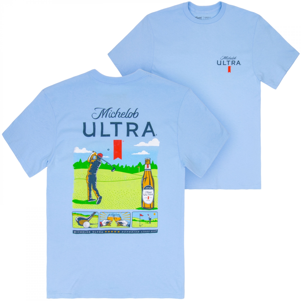 899890-large Ultra Golf Panels Blue Colorway Front & Back Print Short Sleeve T-Shirt - Large