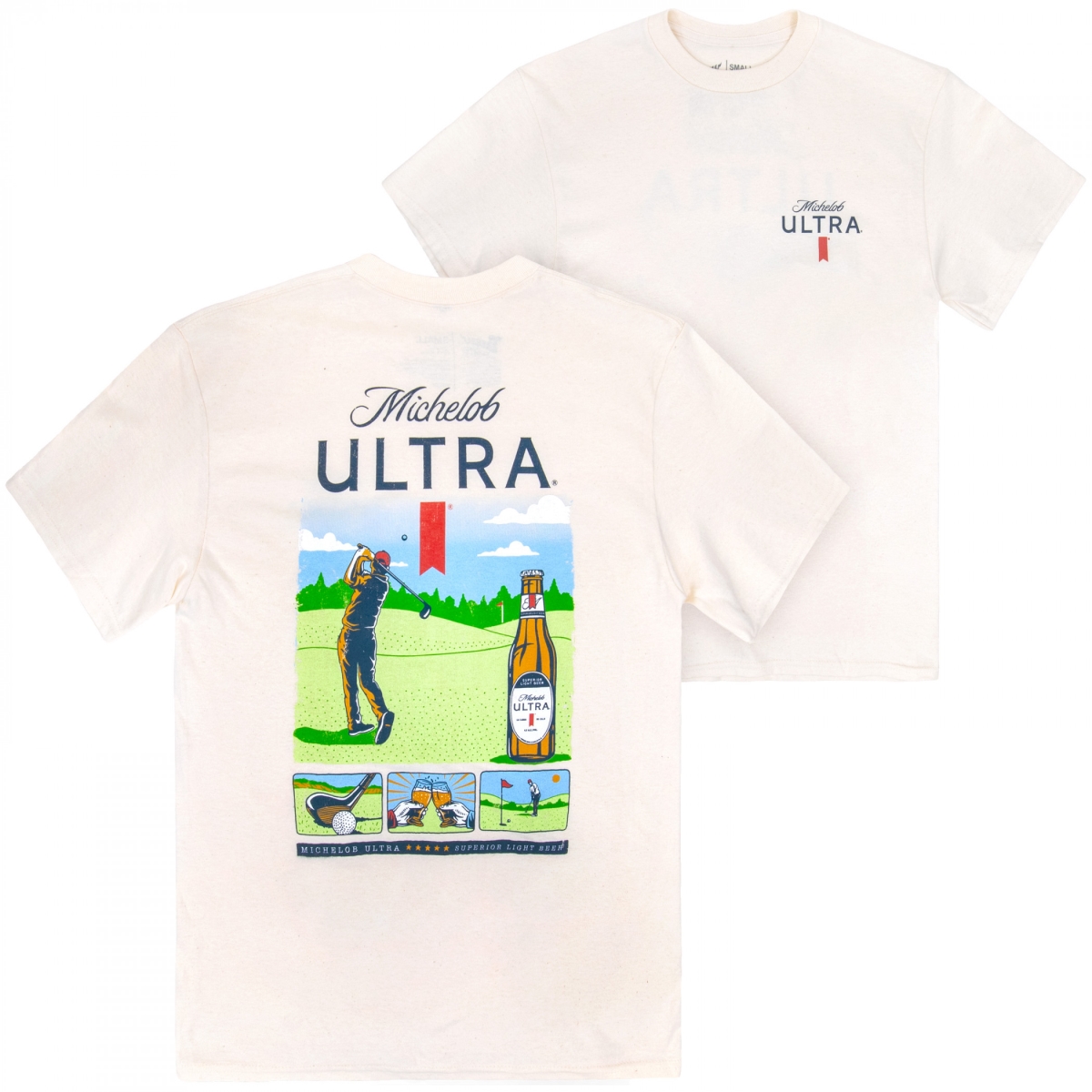 899883-xlarge Ultra Golf Panels Beige Colorway Front & Back Print Short Sleeve T-Shirt - Extra Large