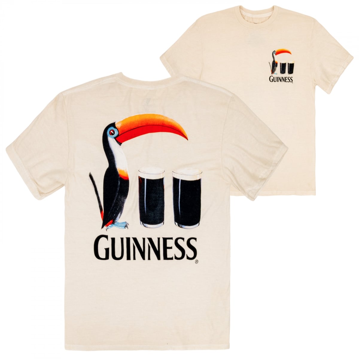 898704-medium Toucan Two Pints Mineral Wash Front & Back Print Short Sleeve T-Shirt - Medium