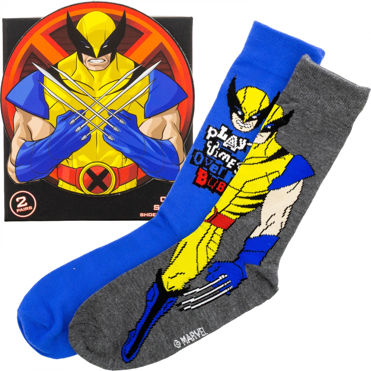 Wolverine 897947 2 Pair Retro Art Crew Socks Pack Box Set