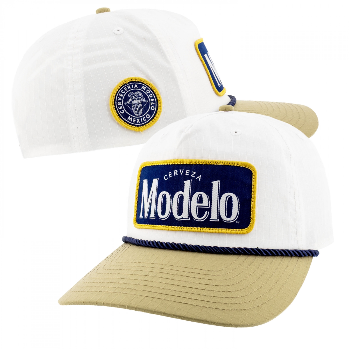 899754 White Woven Label Snapback Hat with Rope