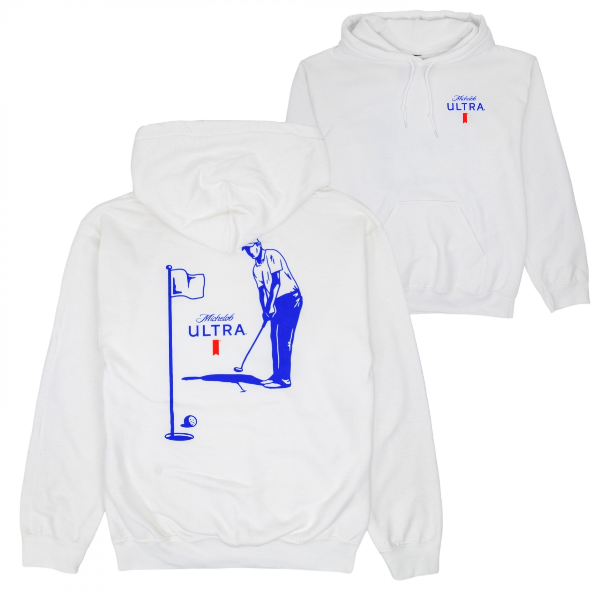 900097-2xlarge Ultra Golf Putting White Front & Back Print Hoodie - 2XL
