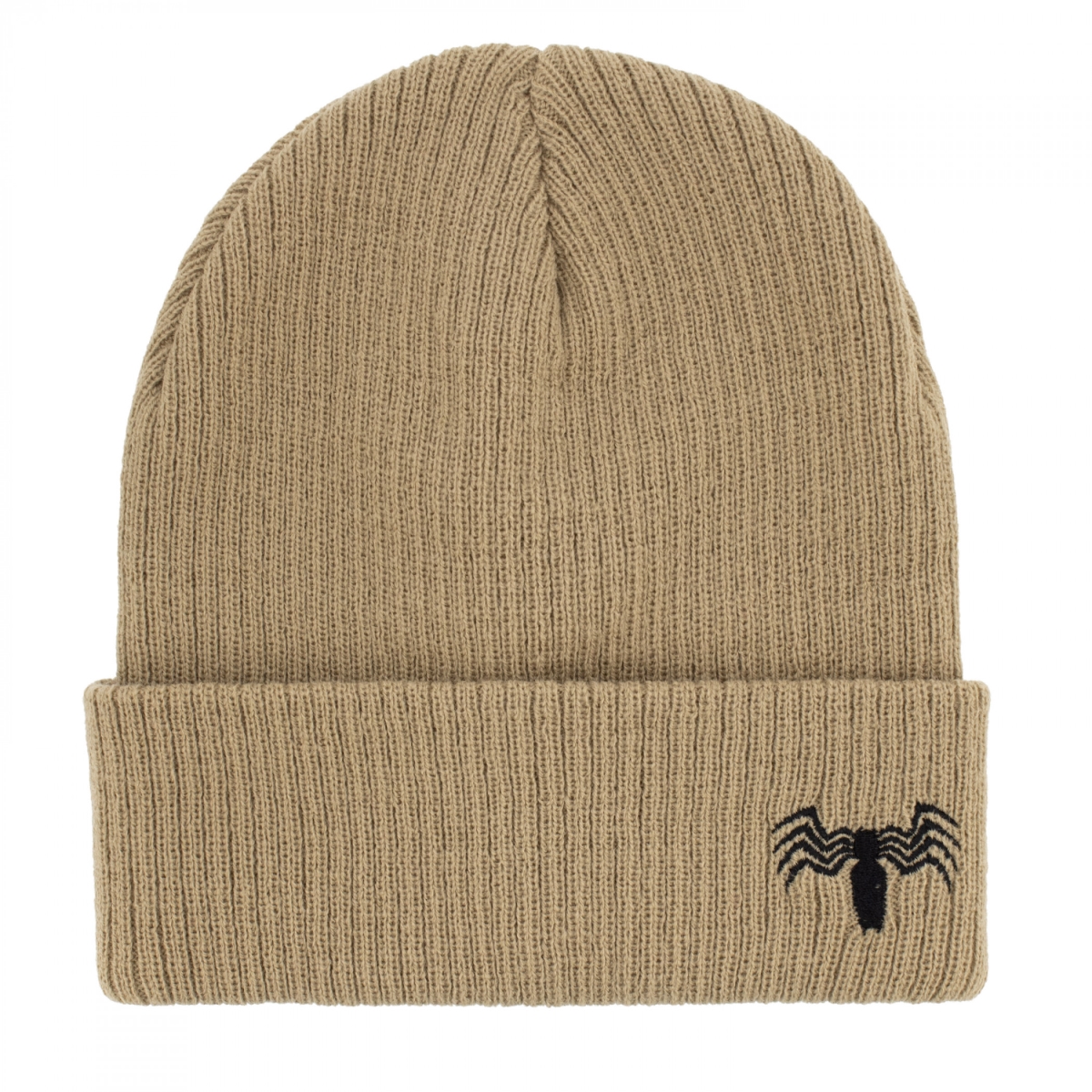 898205 Black Spider on Beige Cuffed Beanie