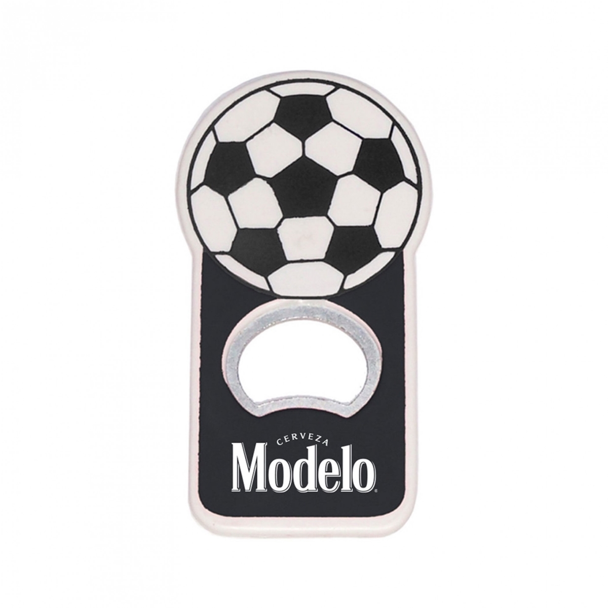 Picture of Modelo Especial 903058 2 x 3.812 in. Soccer Football Bottle Opener Magnet, Black & White