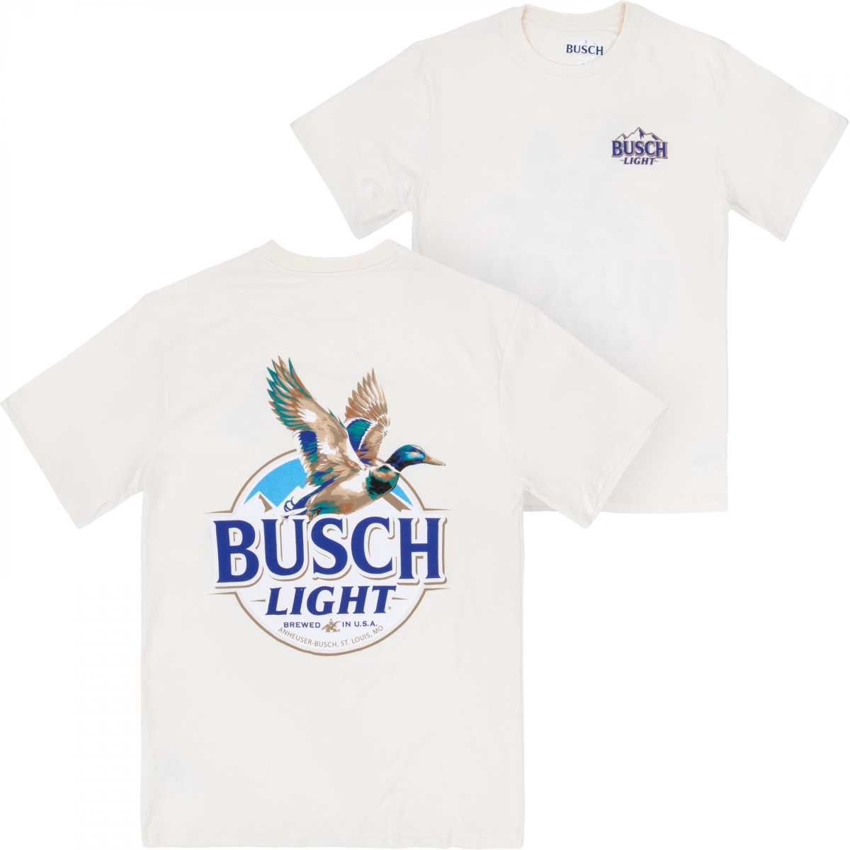 901857-large Graphic T-Shirt - Duck in Flight, Front & Back Print, White - Large