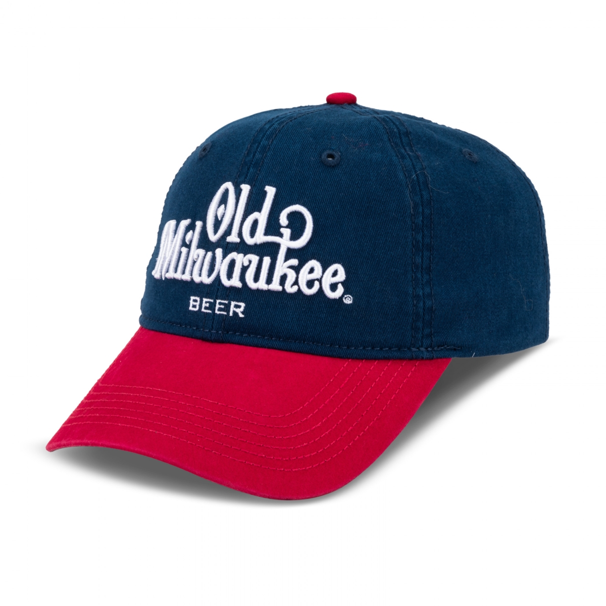899164 3D Embroidered Dad-Cap Adjustable Hat, Blue & Red - One Size