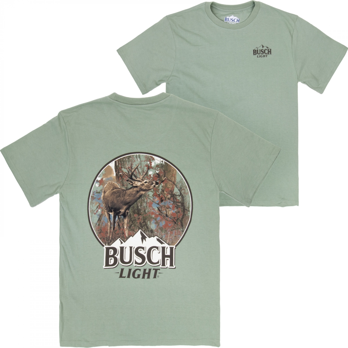 901841-medium Buck in the Woods Front & Back Print T-Shirt, Green - Medium