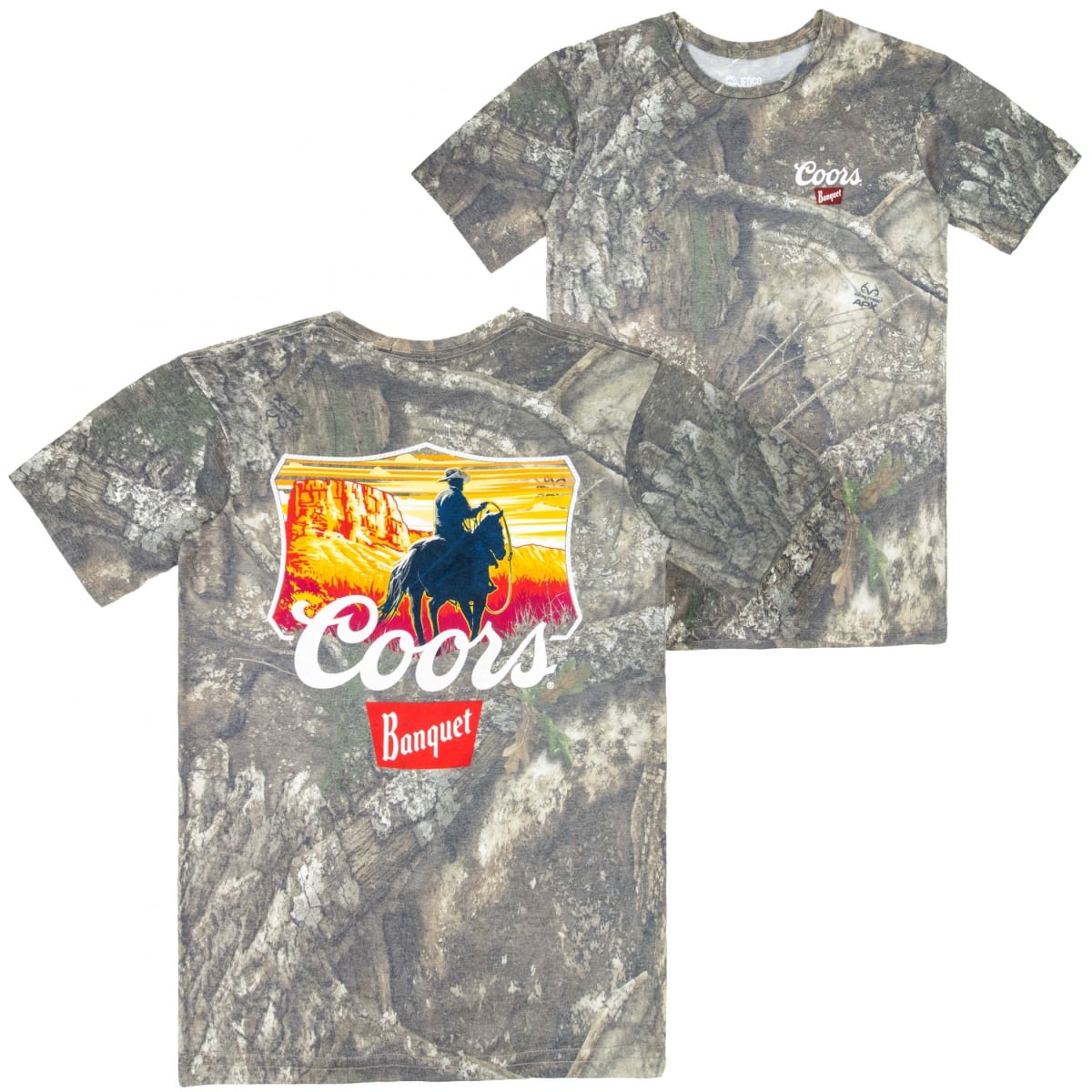 904650-large Camo Cowboy Front & Back Print Short Sleeve T-Shirt - Large