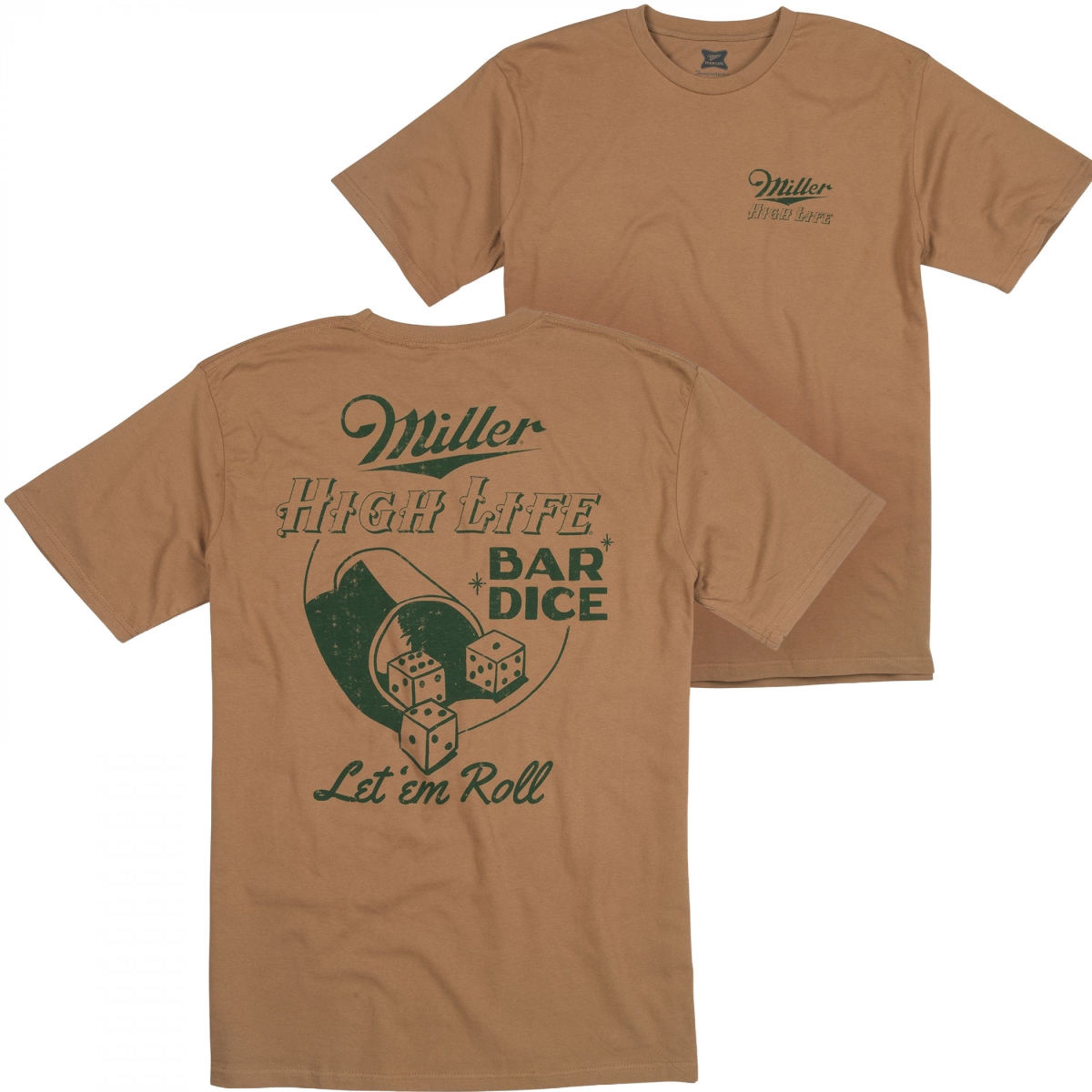 904838-small Dice Bar Front & Back Print T-Shirt for Men, Alpha Beige - Small, Regular