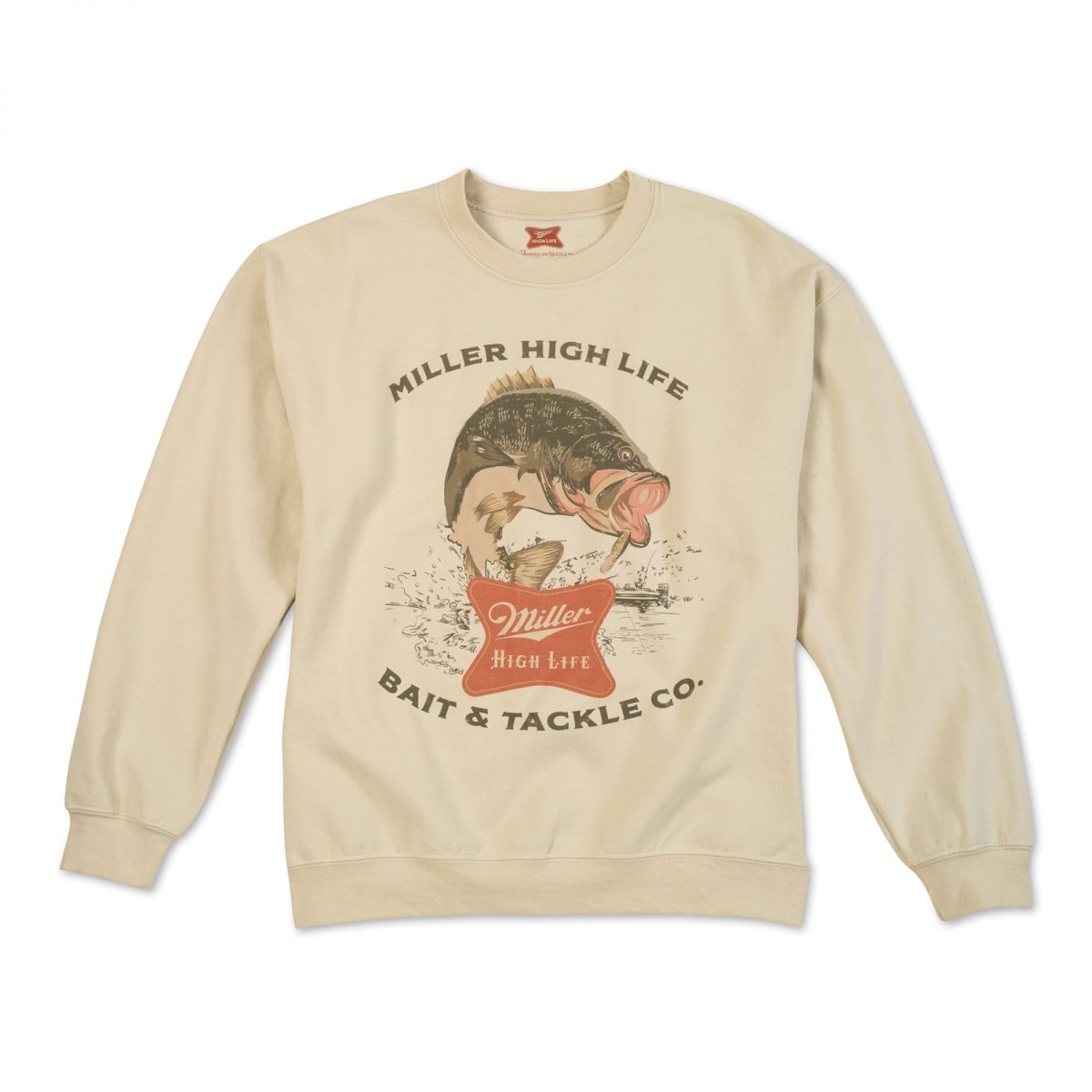 898531-2xlarge  Bait & Tackle Fleece Crewneck Long Sleeve Shirt, Tan - 2XL