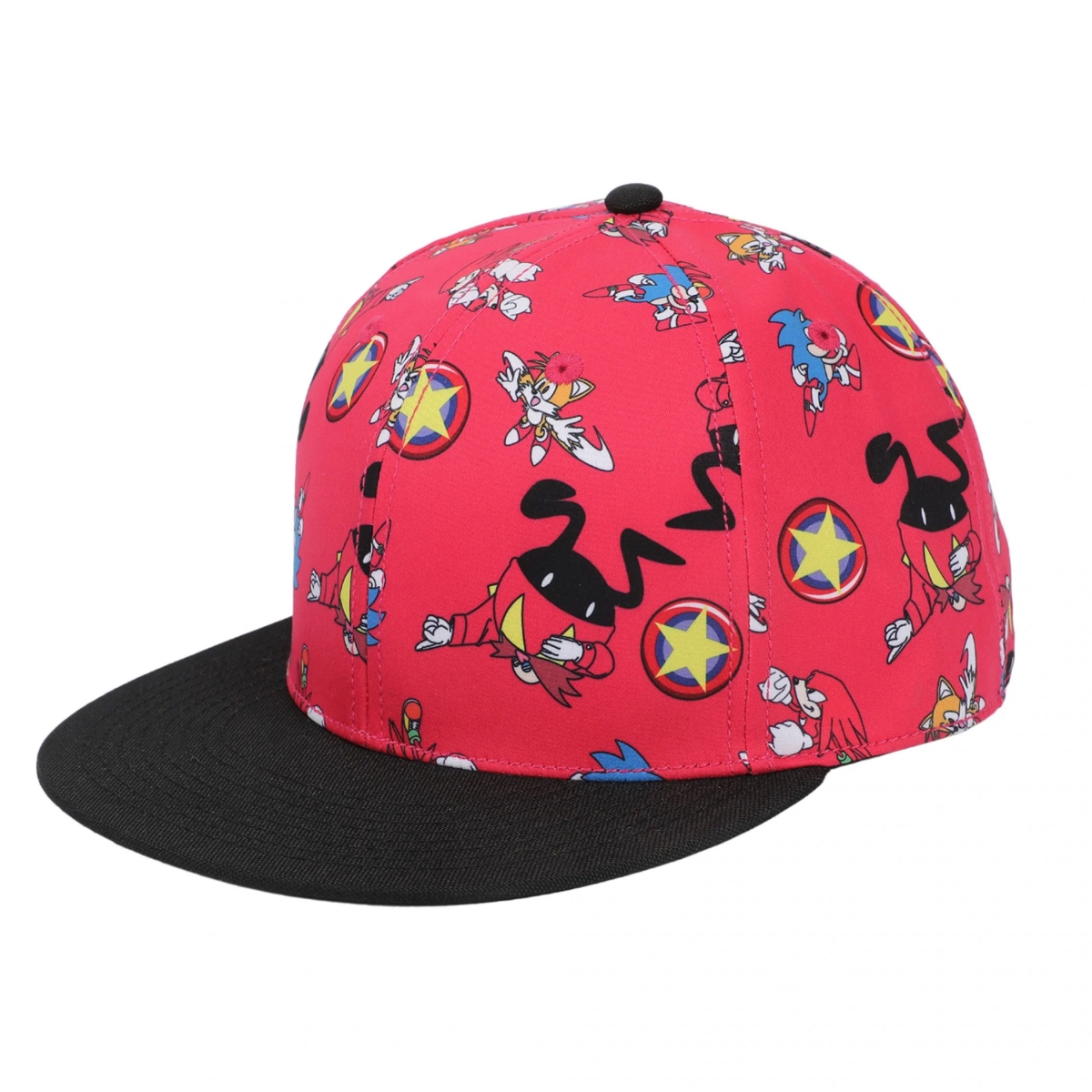 905763  All Over Print on Snapback Flatbill Hat, Red