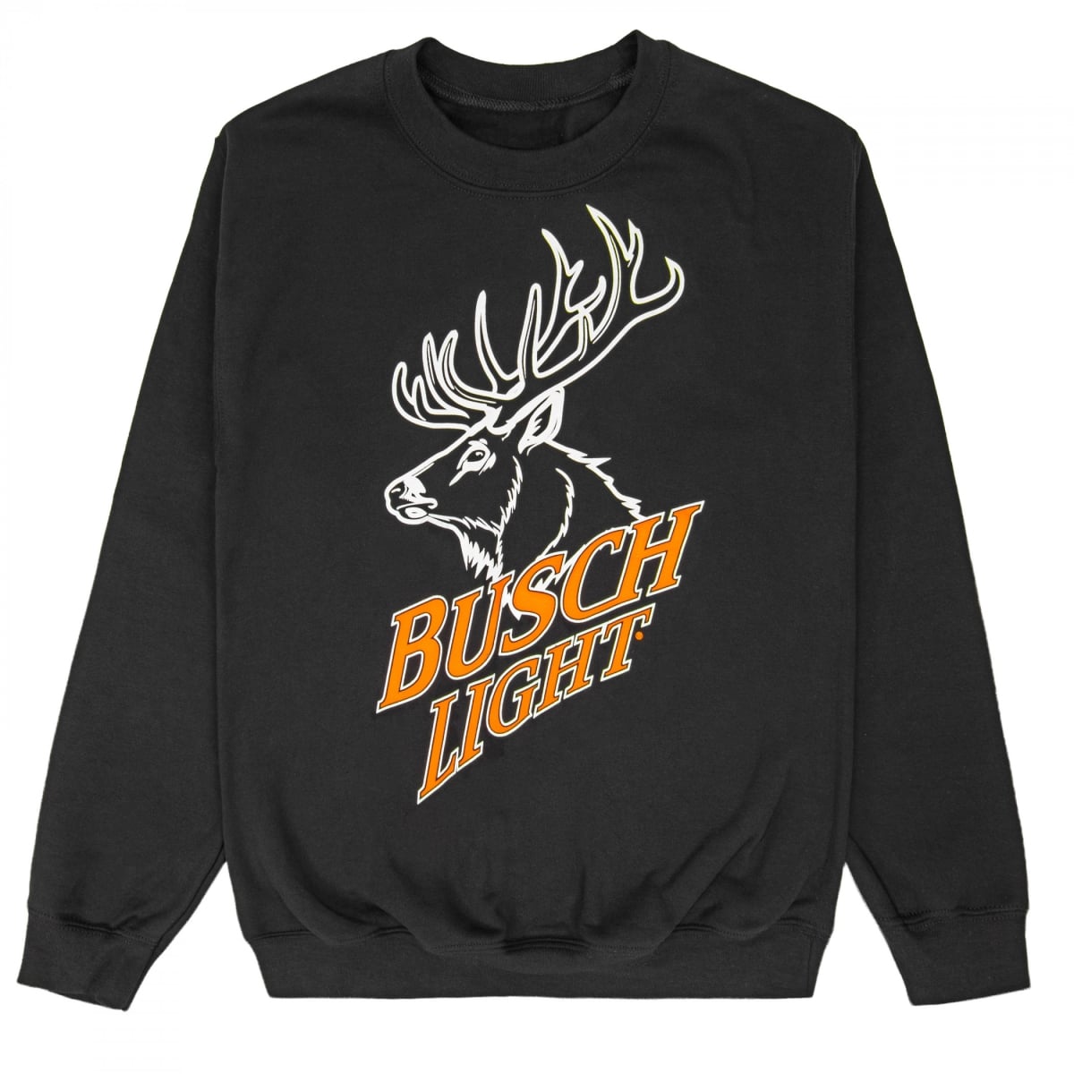 902504-medium  Hunting Deer Outline Crewneck Long Sleeve Sweatshirt, Black - Medium