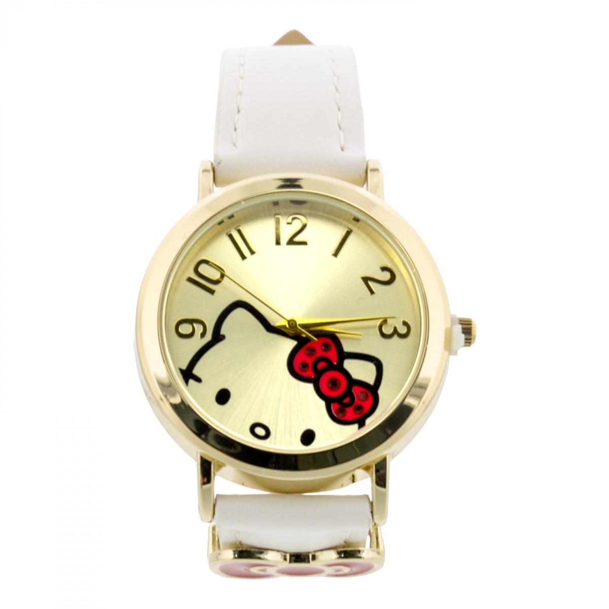 904110 White Strap with Red Bow Analog Watch