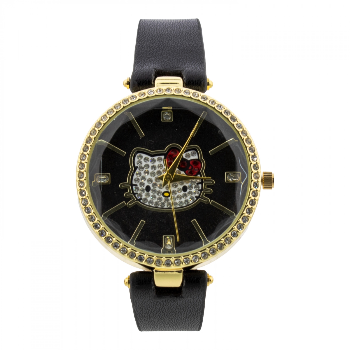 904112 Black Strap Crystal Bezel Analog Watch