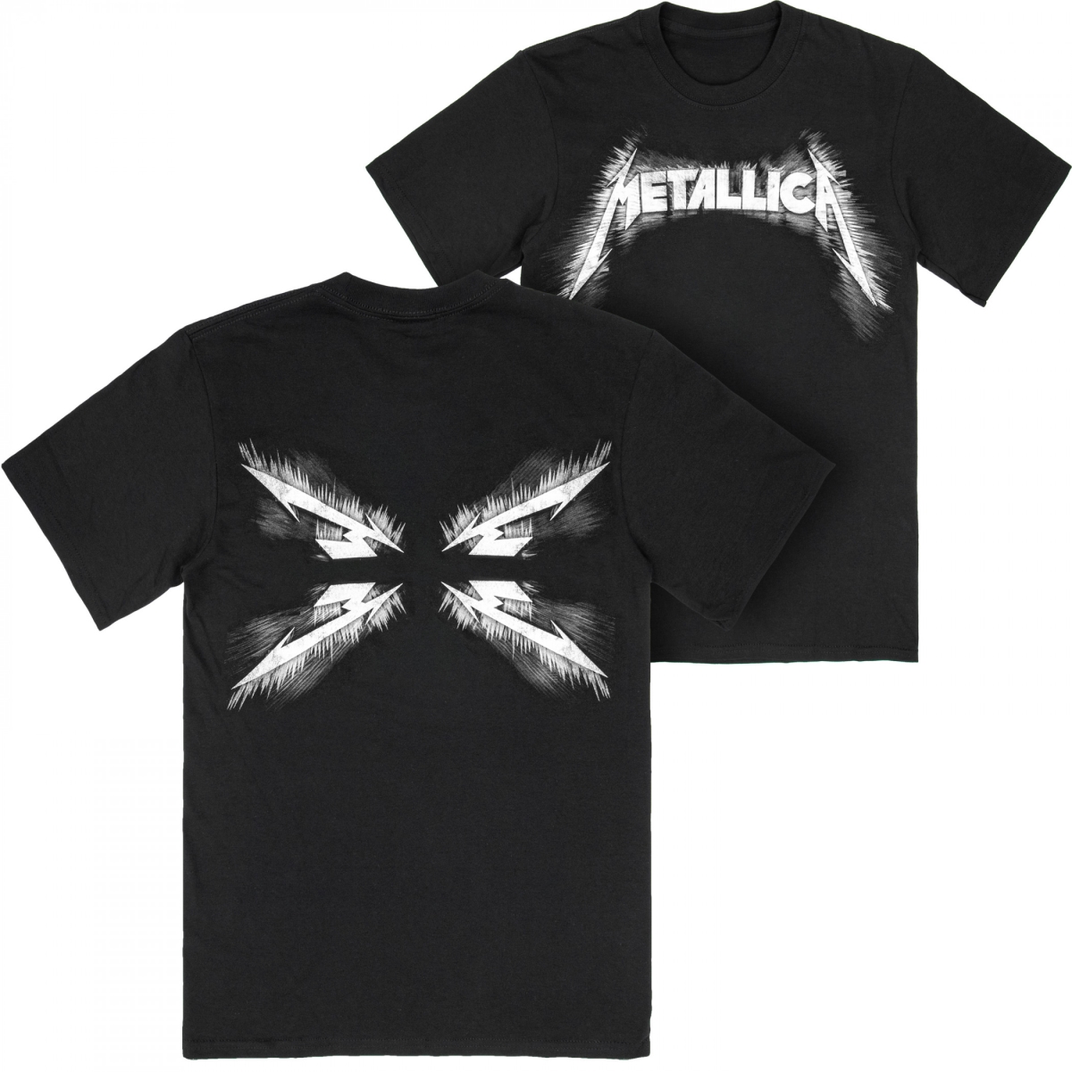 903630-medium Mens Spiked Logo Back & Front Printed Short Sleeve T-Shirt, Black - Medium