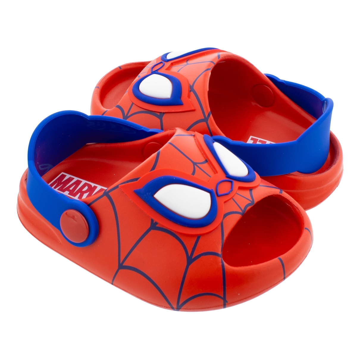 901344-size8  Open-Toed Molded Toddler Slide-in Clogs, Red & Blue - Size 8