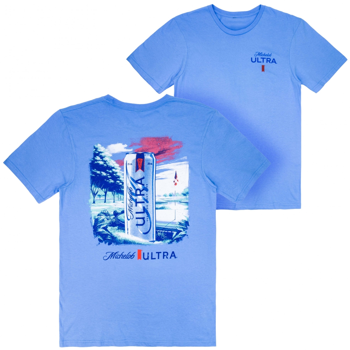 904706-xlarge  Ultra First Round Golf Course Front & Back Print T-Shirt, Blue - Extra Large