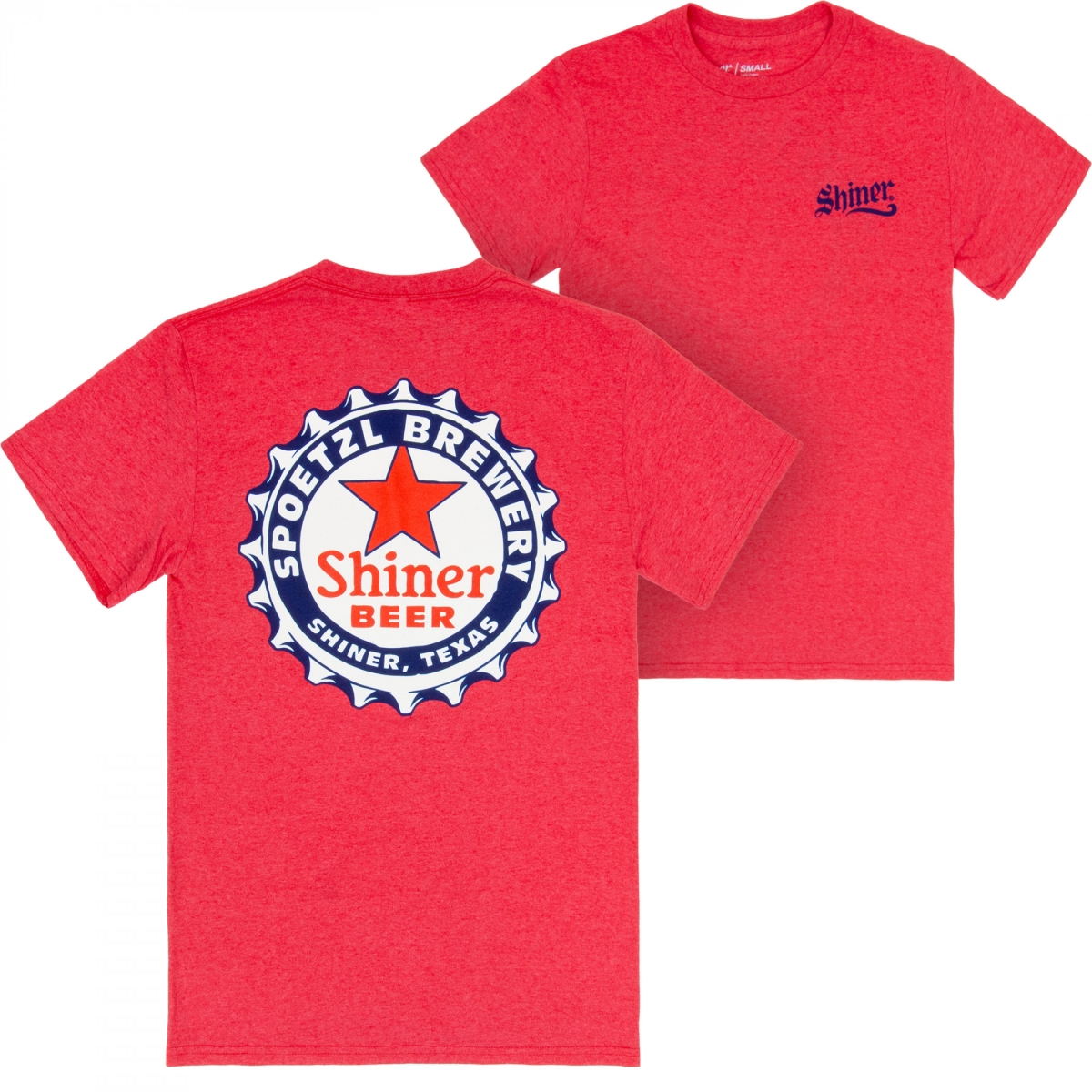 901932-2xlarge Shiner Bock Bottle Cap Design on Red Front & Back Print T-Shirt, 2XL