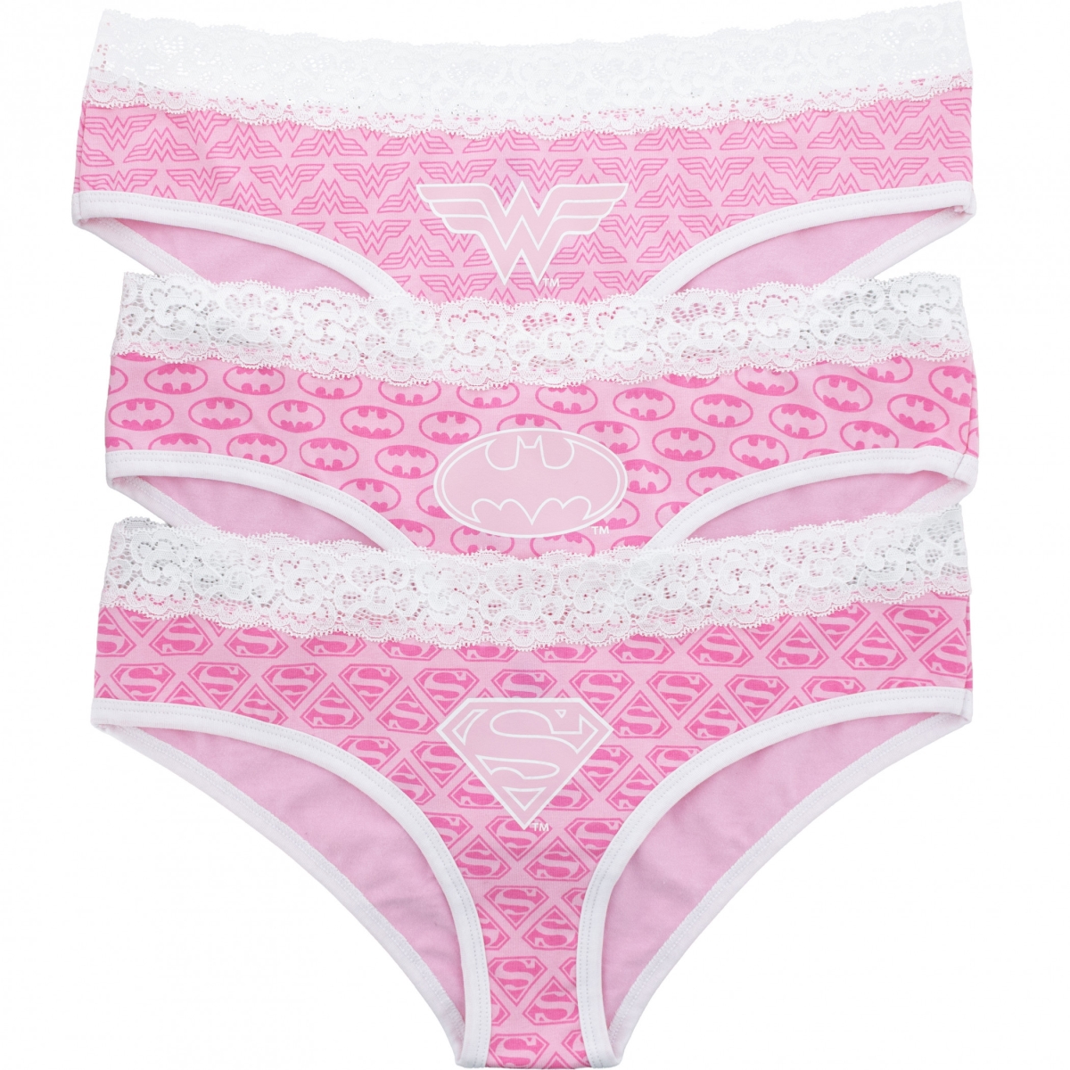 899834-2xlarge  Lacey Womens Bikini Panty Underwear, Pink & White - 2XL - Pack of 3