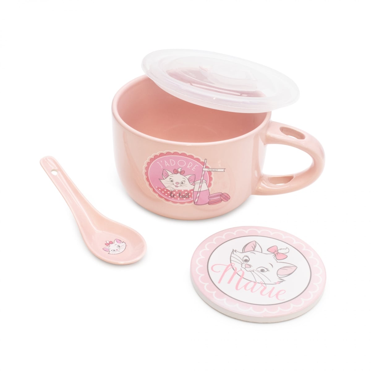 Picture of Disney 898433 The Aristocats Soup Mug, Coaster & Spoon Bundle - Pink