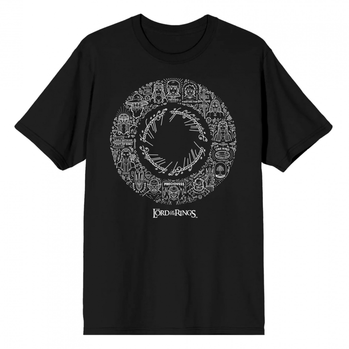 909312-xlarge  Character Doodles T-Shirt, Black - Extra Large