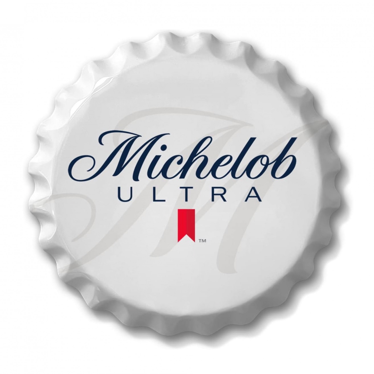 908559 18 in.  Ultra Bottle Cap Tin Sign, White