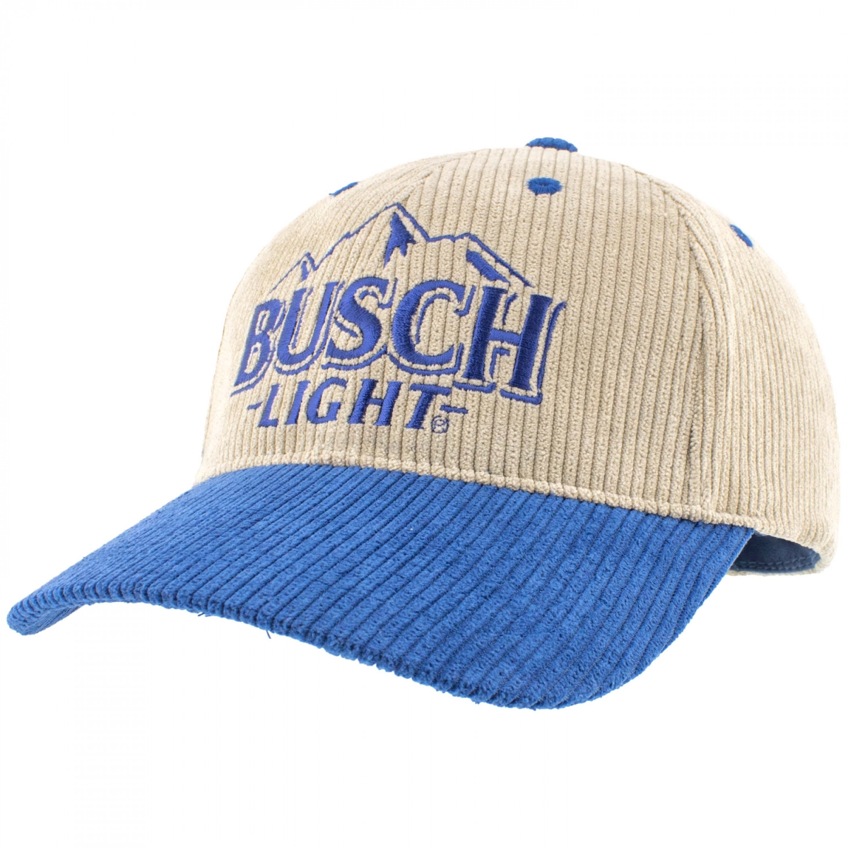 901687  Embroidered Logo on Pinstripe Cotton Snapback Hat, Beige & Blue