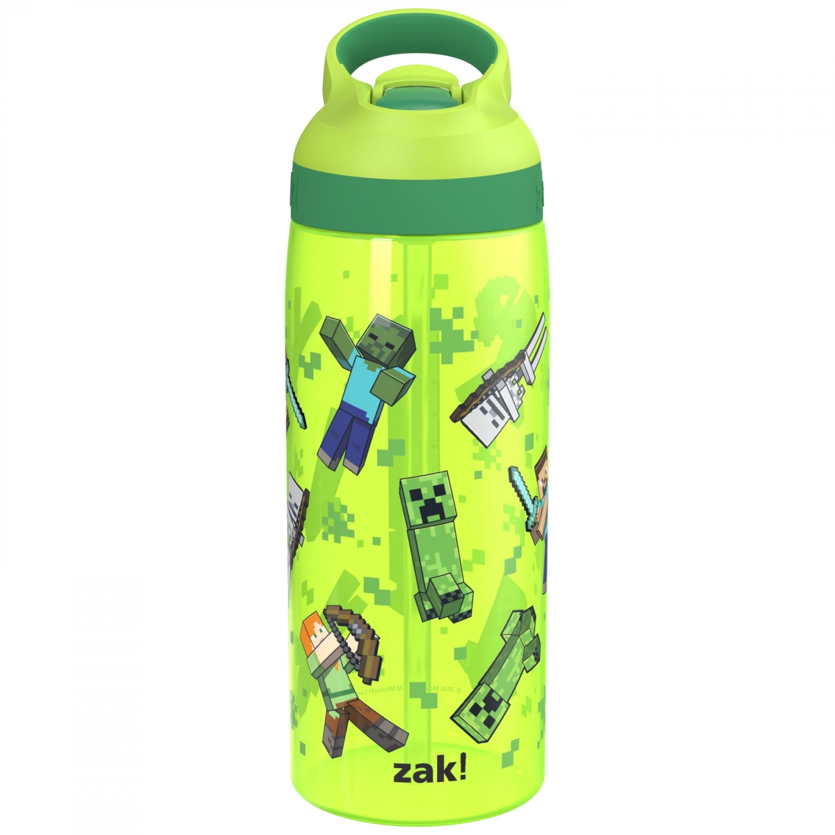 908034 25 oz  Mob Pattern Reusable Plastic Water Bottle, Green