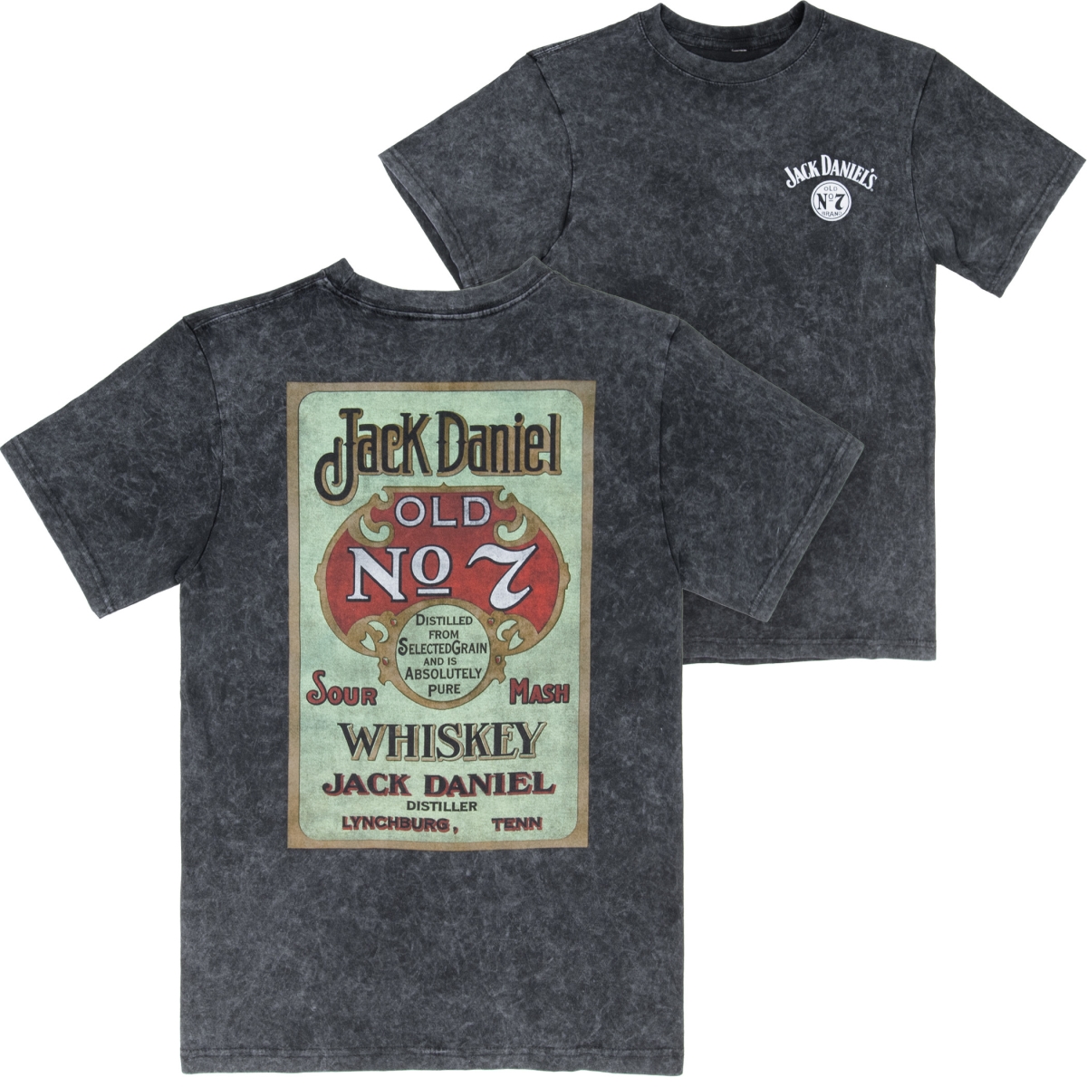 905044-medium  Vintage Label Mineral Wash Front & Back Print T-shirt, Black - Medium