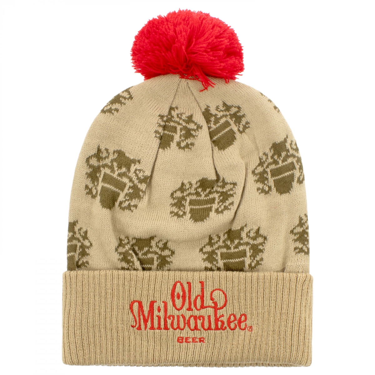 906350  Logo Pattern Pom Cold-Weather Beanie, Multi Color