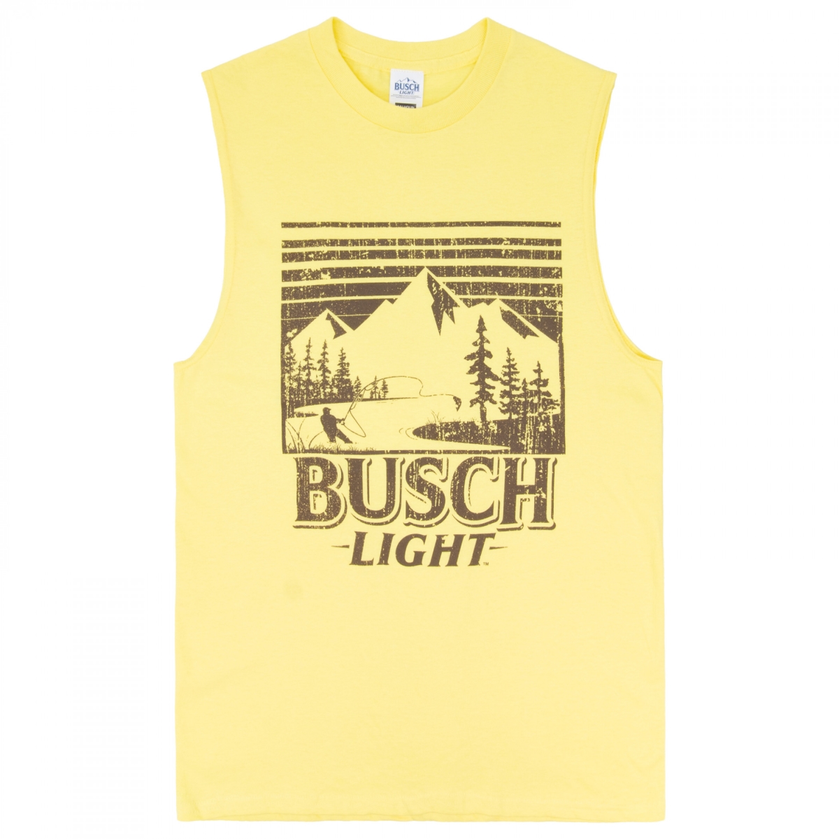 901722-small  Fishing Landscape Sleeveless Muscle Mens Tank Top, Yellow - Small