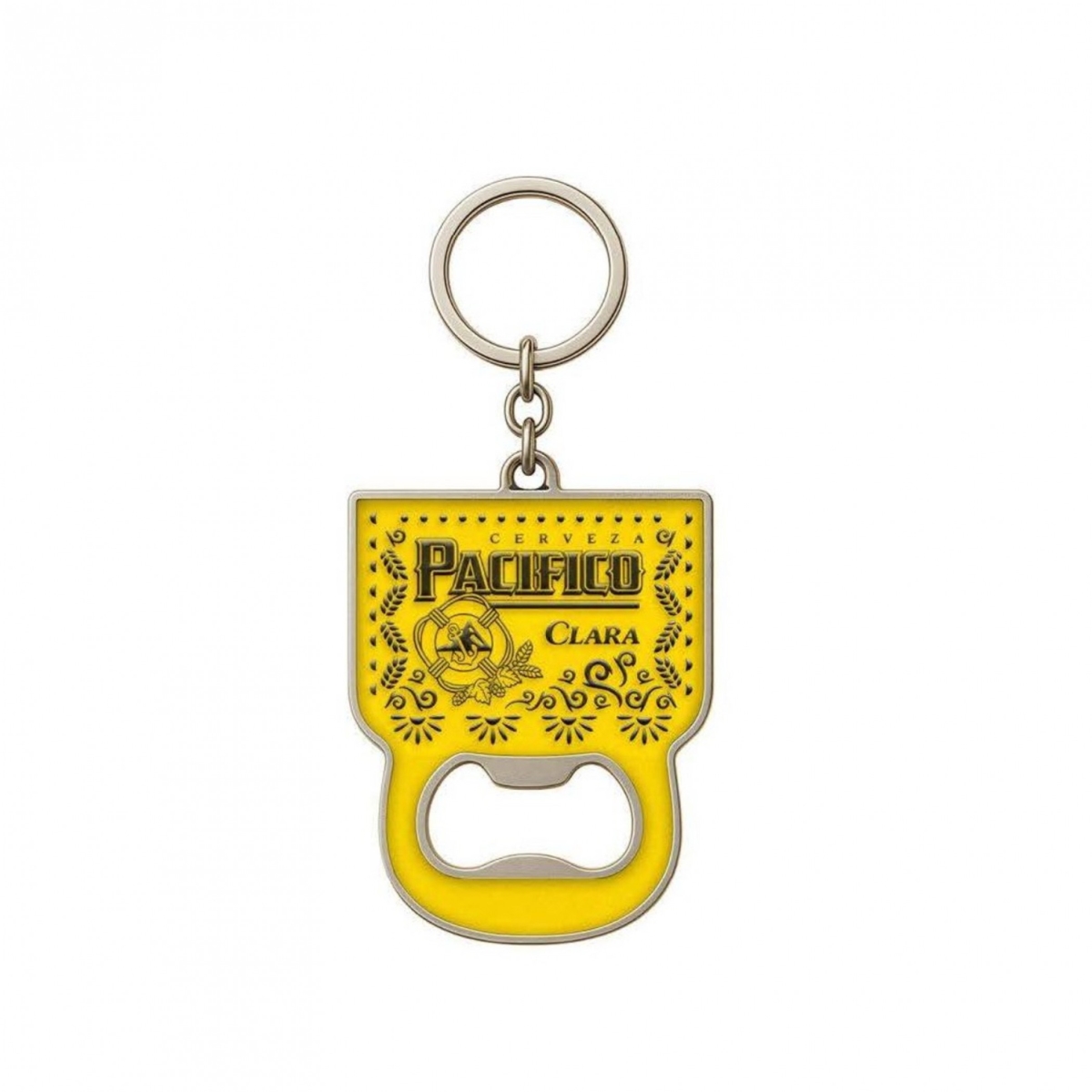 903046  Clara Yellow Laser Engraved Cinco Bottle Opener Keychain