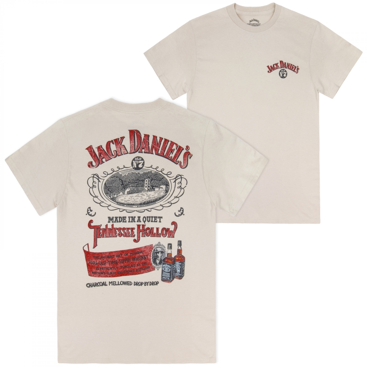 905650-xlarge  Made in a Quiet Hollow Front & Back Print T-Shirt, Beige - Extra Large